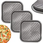 [RHBLME] 3 Pack Nonstick Square Pizza Pan, 14 Inches Heavy Duty Carbon Steel Pizza Tray Pizza Pan with Holes, Pizza Pan for Oven, Easy to Clean & Dishwasher Safe