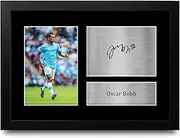 HWC Trading Oscar Bobb Manchester City Gifts Printed Signed Autograph Picture for Football Fans and Supporters - A4 Framed