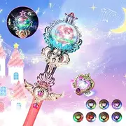[Skirfy] Princess Toys Magic Wand for Girls, Fairy Wand with Spinning LED Light and Sound, Girl Halloween Birthday Party Favors for Kids Age 3 4 5 6 7 8 9 10