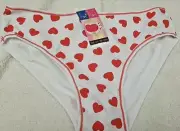 Underpants Panties Underwear - Sexy White With Hearts Red - Size L/XL New