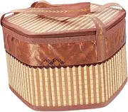 IMIKEYA Woven Picnic Basket with Handle Rustic Bamboo Food Storage Container Outdoor Camping present Basket Smooth Edges for Fruits and Snacks Pastoral Style Home Decor