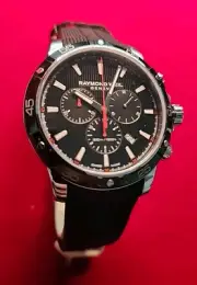 Raymond Weil Tango Chronograph Steel Black Dial Quartz Mens Watch 4899-ST-00208