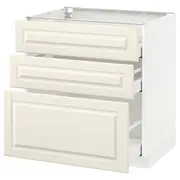 METOD / MAXIMERA base cabinet with 3 drawers, white/Bodbyn off-white, 80x60x80 cm
