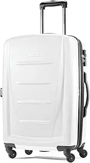 [Samsonite] Winfield 2 Hardside Luggage with Spinner Wheels, Brushed White, Checked-Medium 24-Inch