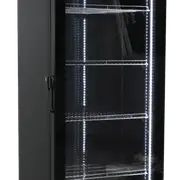 Exquisite One Glass Doors Upright Display Refrigerators Black 360 Litre