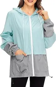[Generic] Lightweight Rain Jacket Women Raincoat for Women Packable Rain Coat Windbreaker Rain Jackets Waterproof with Hood