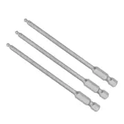 Ball End Hex Head Drill Bit H3 Head 4" L 1/4" Shank Steel Screwdriver Bits 3Pcs