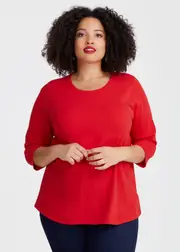 [Virtuelle] Taking Shape Good Earth Australian Cotton 3 / 4 T-shirt Size 16 in Lipstick RED - Plus Size Women's Clothing Lipstick Red