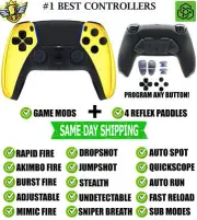 Gold Chrome Pro V4 Modded + 4 Paddles Silent Modz Wireless Controller for PS5