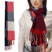 Long Plaid Blanket Scarf Tassel Plaid Chunky Oversized Winter Scarf For Women...