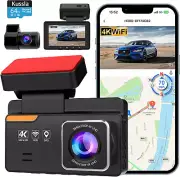 Dash Cam Front and Rear 4K+1080P, Dash Camera for Cars Built-In GPS Wifi, App Co
