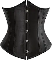 [frawirshau] Women's Satin Lace Up Boned Lingerie Bridal Underbust Corset Top Low Back