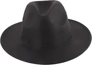 [AKOOSY] Men Vintage Jazz Hat Classic Wide Brim Felt Fedora for All Day Comfort Elegant Design for Festivals and Parties Breathable Lightweight Accessory for Men Black