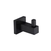 Square Brass Robe Hook - Matte Black