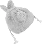 NULYLU Fluffy Bunny Drawstring Makeup Bag Cute Plush Pouch for Items Storage Adorable Present for Women Lightweight Soft for Cosmetics Earphones