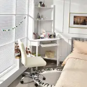 CostwayCorner Computer Desk with Hutch for Study &amp; Writing-White