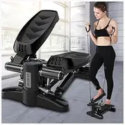 Steppers for Exercise at Home, Stair Stepper with Resistance Bands, Hydraulic Fitness Twist/Mini Stepper with LCD Calories Count 350lbs Weight Capacity