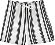[RPLIFE] Boys' Swim Shorts & Trunks, Anti-Chafe Swim Trunks Boys 2 T, Black White Stripes
