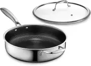 Lightweight 3.3 Qt Deep Sauté Pan with Lid - Perfect for Easy One-Pot Meals
