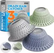 Bathtub Drain Hair Catcher, Silicone Collapsible 3 Pack Drain Protector for Pop-