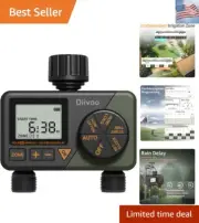 Sprinkler Timer 2 Zone, Programmable Water Hose Timer 2 Outlet for Garden, Au...