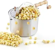 Cook N Home 02626 6 Quart Aluminium Stovetop Popcorn Popper Silver