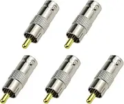 SING F LTD 5pcs BNC Feale Plug to RCA Male Adapter Gold Plated Connector Couplers AV to Q9