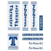 Thruster - TRI POWER XL BLUE T on CLEAR decal set - old school bmx