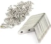 Anneome 20 PCS Thick Stainless Steel Shape Angle Brackets with Screws Right Angle Support for Furniture and Home Projects Silver Finish