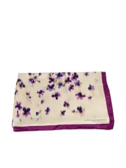 Purple Silk Floral Pattern Square Scarf