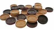 26- Checkers Game Pieces Walnut and Clear Coat 1-1/4" Wide Checkers Game Pieces