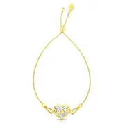14k Yellow And White Gold Heart Love Charm Adjustable Bracelet, 9.25"
