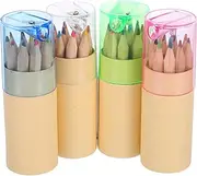 HYTROVE 4sets Mini Colored Pencils Short Travel Size with Sharpener Storage Tube for Artists Children Sketching Cartooning Journaling Crafting