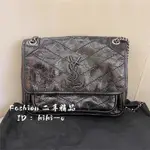 FASHION ?二手精品YSL 聖羅蘭 NIKI 黑標LOGO 流浪包 鏈條單肩斜跨包 女款 黑色 6331600現貨