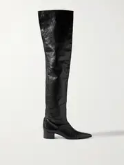 [KHAITE] KHAITE - Andee Crinkled-leather Over-the-knee Boots - Black - IT37 IT 37 Black