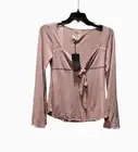 Chaser Mauve Long Sleeve Front Tie Top Shirt Medium New NWT