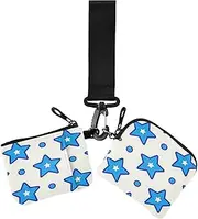 [miaozhen] Blue Stars Dot Blue Light Women's Coin Purses Card Cases Small Portable Money Organizers with Zipper Pocket for Girls 2 Packs tarjeteros para, blue stars dot blue light, Modern
