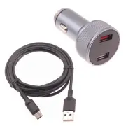 For Galaxy A15/A14 24W Fast Car Charger 2-Port 6ft USB-C Cable DC Socket Power