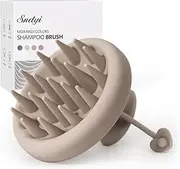 Sndyi Silicone Scalp Massager Shampoo Brush, Hair Scrubber with Soft Silicone Bristles, Scalp Scrubber/Exfoliator for Dandruff Removal, Wet Dry Scalp Brush for Hair Growth & Scalp Care, Khaki