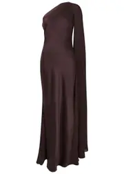 Roland Mouret One-shoulder Draped Silk-satin Gown - Brown - 8 (UK12 / M) 8 (UK12 / M)