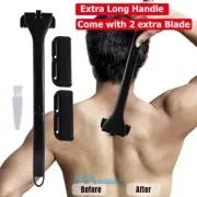 Men Back Razor Shaver Foldable Handle Full Body Groomer Hair Removal +2 Blades