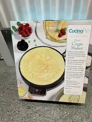 New CUCINAPRO Electric GRIDDLE & CREPE MAKER w Aluminum Plate & Batter Spreader