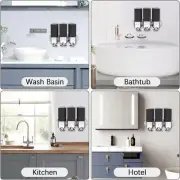 Wall Mounted Manual Soap Dispenser – 3x500ml for Home, Bath, Kitchen (Black)