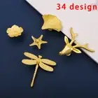 Kitchen Brass Cupboard Handles Wardrobe Drawers Golden Pull Knobs Handles Decor