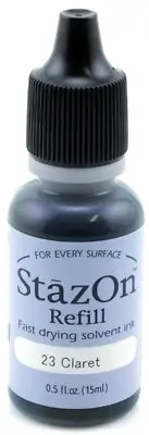 Tsukineko StazOn solvent-based Ink Refill 15ml Reinker 023 claret Red