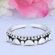 3.5mm Hearts Band 925 Sterling Silver Toe Ring Thin Adjustable Toe Ring