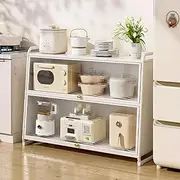 Kitchen Organizer Shelf, Microwave Cabinet Industrial Kitchen Pantry Cupboard Floor Standing Buffet Sideboard Kitchen Storage Island (Color : White, Size : 60X39.6X91.3CM)
