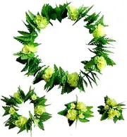 LABRIMP Hawaii Party Skirt Set 5pcs Leaf Skirt Hula Dance Skirt Tropical Hawaii Costume Garland Wristband Size XL