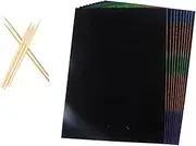 ERINGOGO 55pcs Scratch Paper Art with Wooden Stylus Scratch Off Cards for Drawing Boards for Creative Crafts and Educational Fun