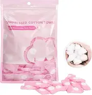 Compressed Towel 100 PCS Mini Tablets, JOMWEN Disposable Portable Cotton Face Towel, Soft Facial Washcloth for Travel, Camping, Hiking, Sport, and Other Outdoor Activities Pink